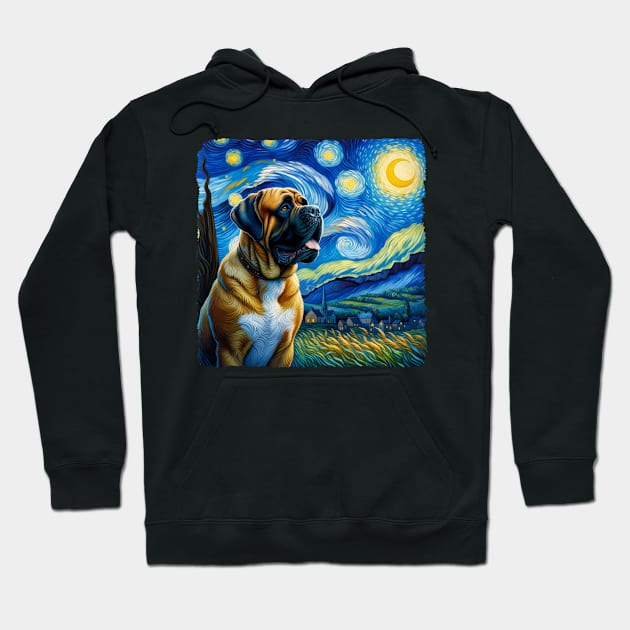 Starry Bullmastiff Dog Portrait - Pet Portrait Hoodie by starry_night